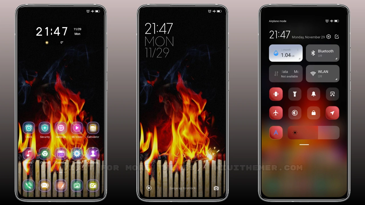 Fire mod v12 MIUI theme for Xiaomi and Redmi devices - MIUI Themer