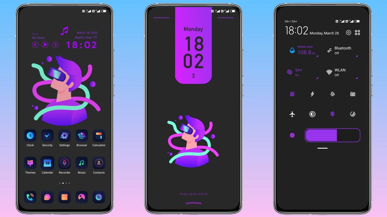 Purple and Violet MIUI theme for Xiaomi and Redmi devices - MIUI Themer