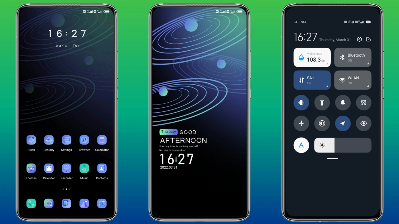 dark color aurora MIUI theme for Xiaomi and Redmi devices - MIUI Themer