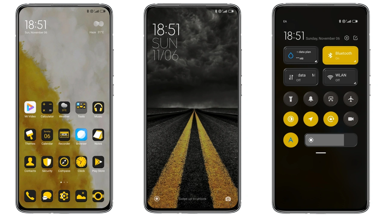 Black Yellow MIUI theme for Xiaomi and Redmi Phones - MIUI Themer