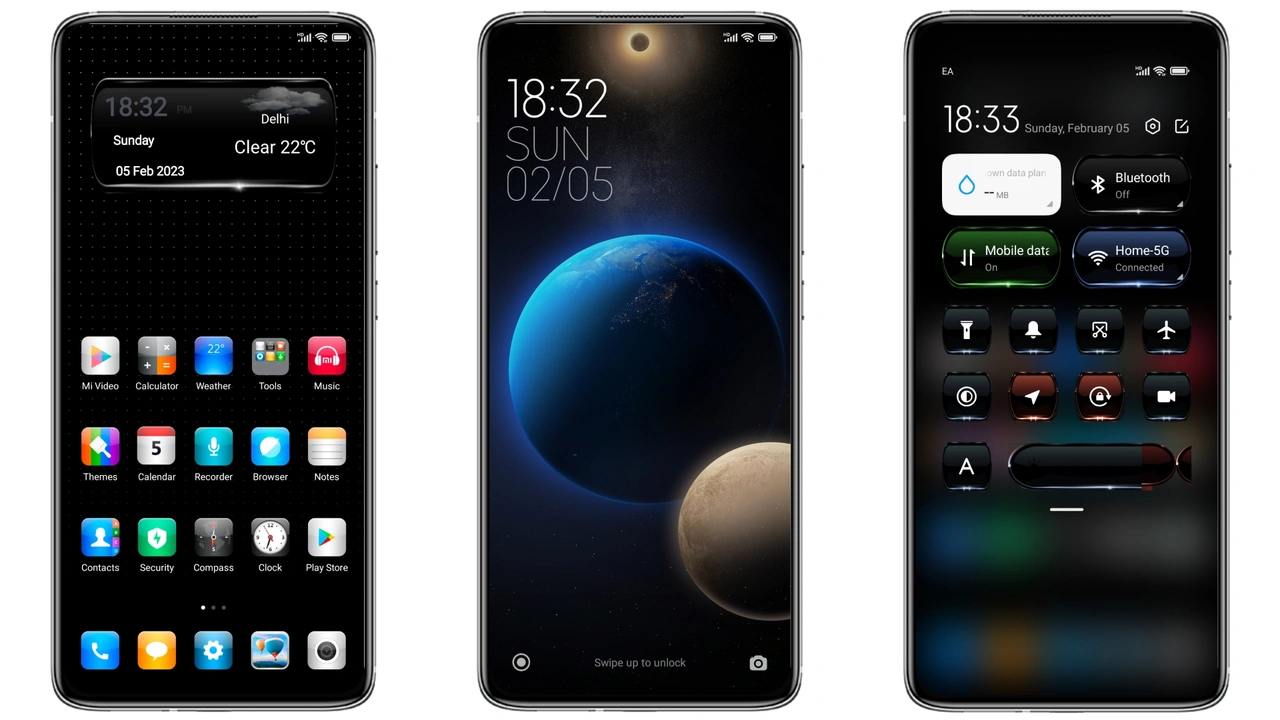 black silver MIUI theme for Xiaomi and Redmi Phones - MIUI Themer