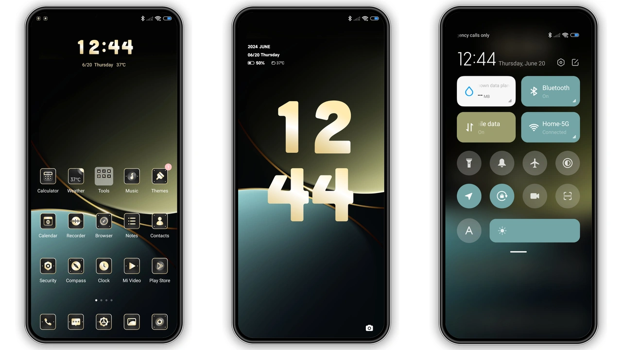 Blue Gold MIUI Theme for Xiaomi and Redmi Phones - MIUI Themer