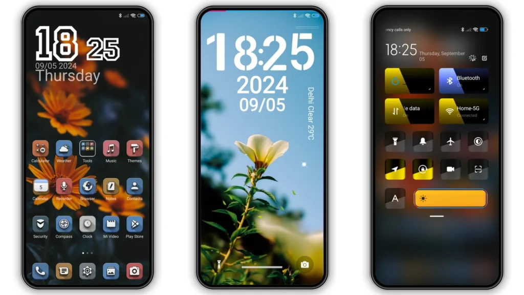 Orange flowers v15 HyperOS Theme